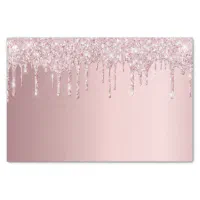 Rose gold blush pink glitter drips bow wrapping paper