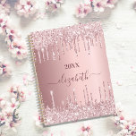 Blush pink glitter drips monogram name 2024 planner<br><div class="desc">A dusty rose, pink faux metallic looking background with faux glitter drips, paint dripping look. Personalize and add a year 2024(or any year) name. The name is written in dark rose gold with a large modern hand lettered style script. Perfect for school, work or organizing your personal/family life. To keep...</div>