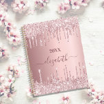 Blush pink glitter drips monogram name 2025 planner<br><div class="desc">A dusty rose, pink faux metallic looking background with faux glitter drips, paint dripping look. Personalize and add a year 2025(or any year) name. The name is written in dark rose gold with a large modern hand lettered style script. Perfect for school, work or organizing your personal/family life. To keep...</div>