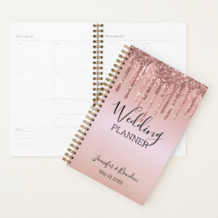 Blush Pink Glitter Drips Wedding Planner
