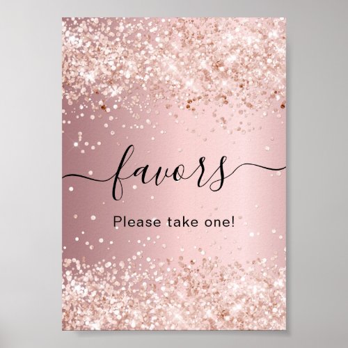 Blush pink glitter dust party favor sign