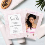 Blush pink glitter elegant chic Sweet 16  Invitation<br><div class="desc">A modern,  pretty chic and elegant faux rose glitter shower with pastel blush pink color block Sweet 16 birthday party invitation.</div>