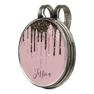 Blush Pink Glitter Girly Womens Bling Personalized Golf Hat Clip