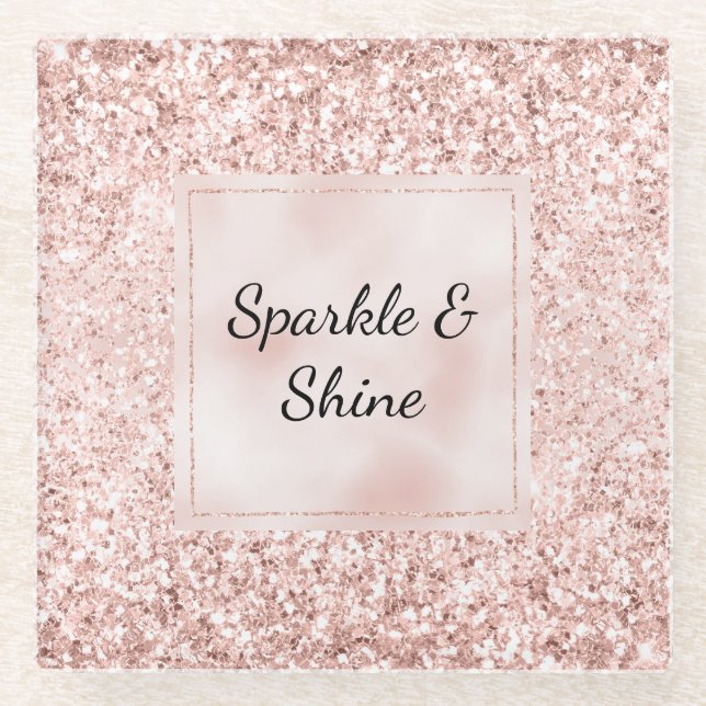 Blush Pink Glitter Glitz      Glass Coaster (Front)