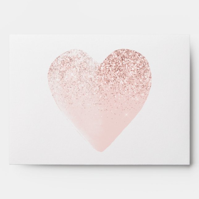 Blush Pink Glitter Heart Envelope (Front)