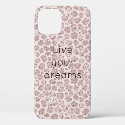 Blush Pink Glitter Leopard Print         iPhone 12 Case