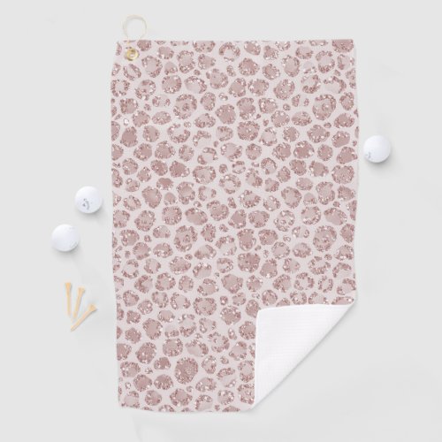 Blush Pink Glitter Leopard Print     Golf Towel