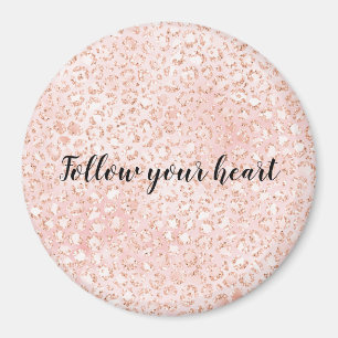 Blush Pink Glitter Leopard Print Magnet