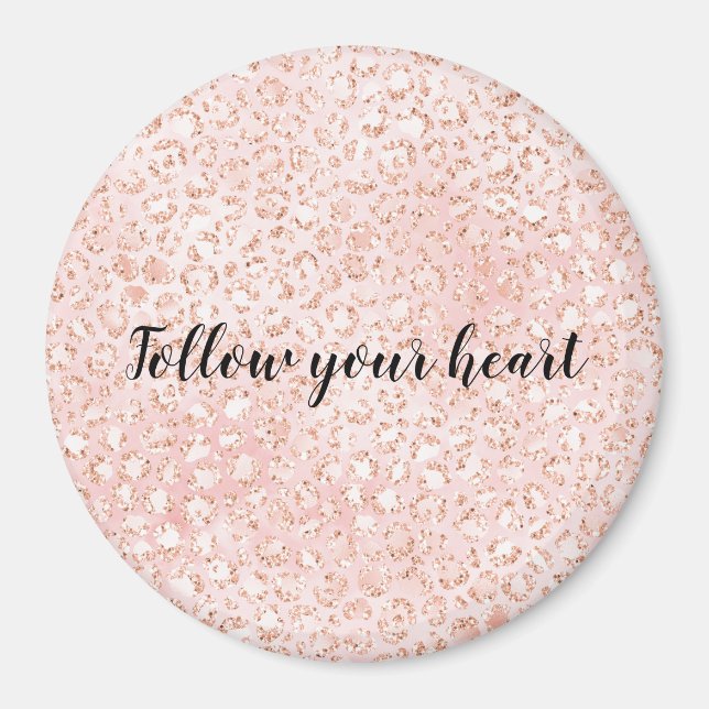 Blush Pink Glitter Leopard Print        Magnet (Front)