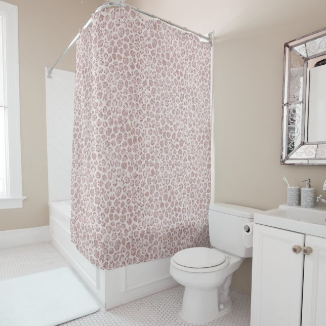 Blush Pink Glitter Leopard Print       Shower Curtain (In Situ)