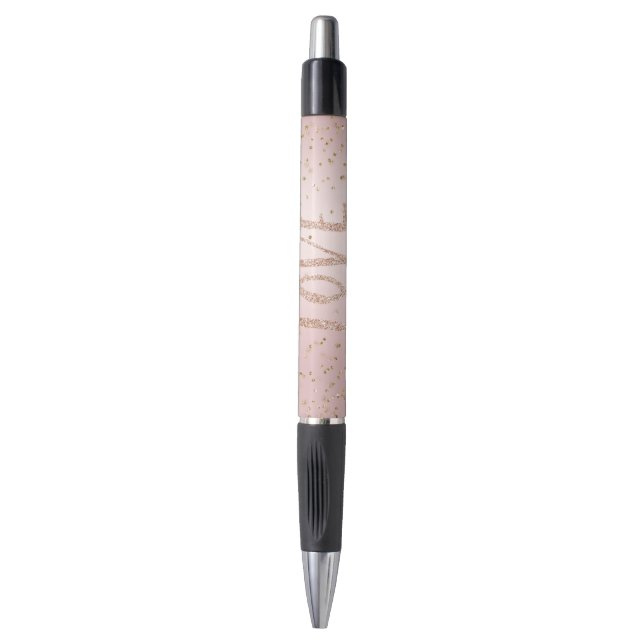 Blush Pink Glitter Love Gold Confetti      Pen (Front Vertical)