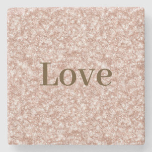 Blush Pink Glitter Love Valentine's Day Stone Coaster