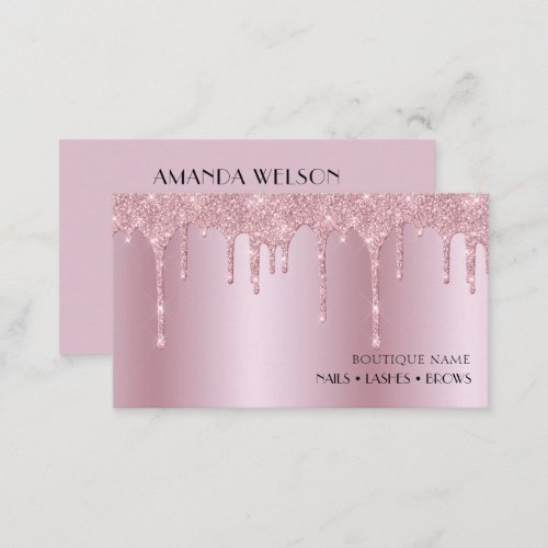Blush Pink Glitter Makeup Nails Eyelashes Brows  Business Card