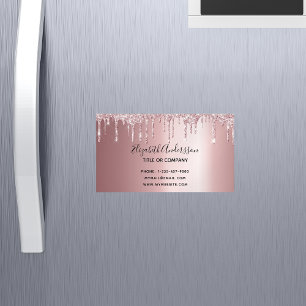 Blush pink glitter metallic elegant business  card magnet