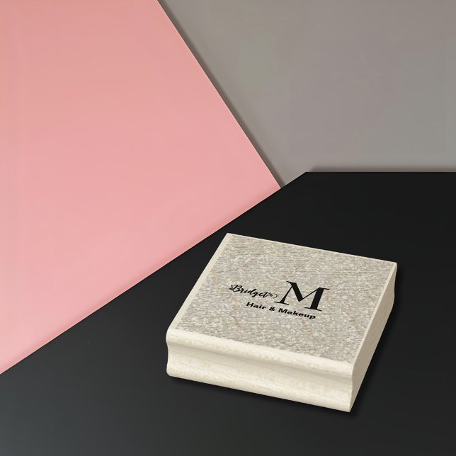 Blush Pink glitter Monogram hair and makeup Rubber Stamp (Creator Uploaded)