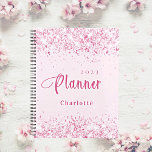 Blush pink glitter name appointment 2024 planner<br><div class="desc">Blush pink background,  faux glitter dust.  Personalize and add a year and name.  Pink letters.</div>