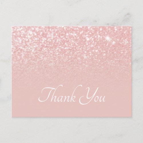 Blush Pink Glitter Ombre Thank You Postcard