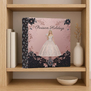 Blush Pink Glitter Parisian Holidays Photo Album  3 Ring Binder