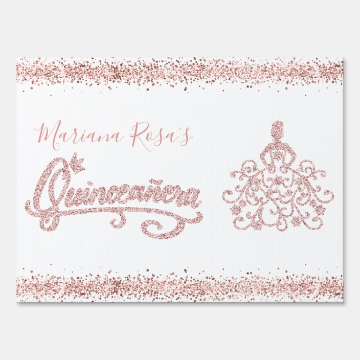 Blush Pink Glitter Quinceañera 15 Crown Yard Sign Zazzle
