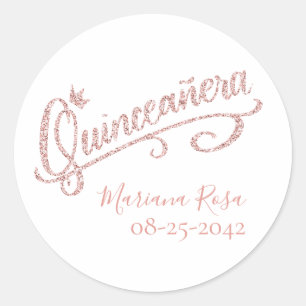 Blush Pink Glitter Quinceanera Crown Sticker