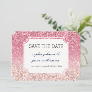 Blush Pink Glitter save the date