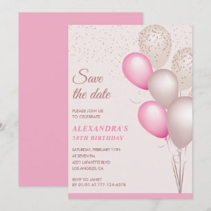 Blush Pink Glitter Save the date 58th birthday Invitation