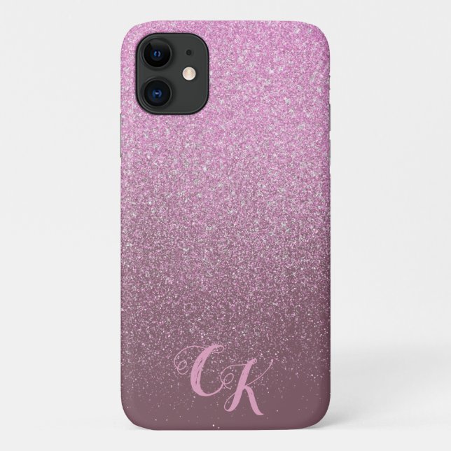 Blush Pink Glitter Shimmer Personalized Phone Case (Back)