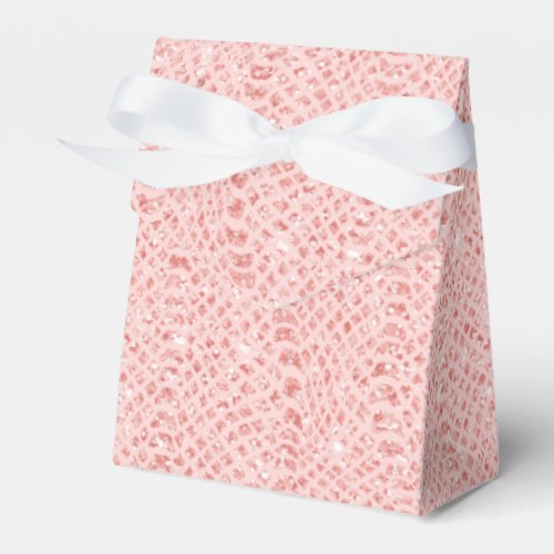Blush Pink Glitter Snake Skin Animal Print Favor Boxes