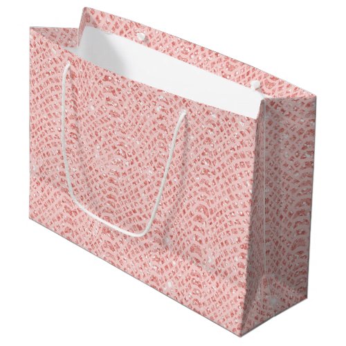 Blush Pink Glitter Snake Skin Animal Print  Large Gift Bag