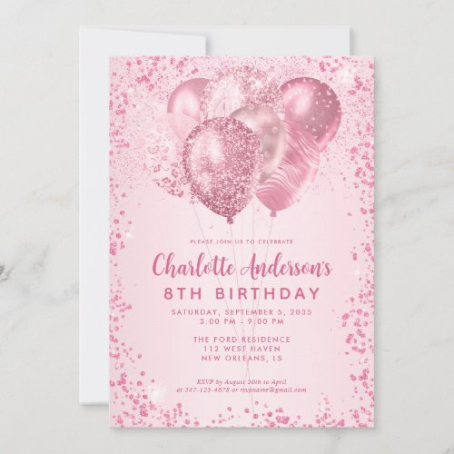 Blush Pink Glitter Sparkle Balloon Kids Birthday