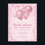 Blush Pink Glitter Sparkle Balloon Kids Birthday Postcard<br><div class="desc">Modern Glam Blush Pink Glitter Sparkle Balloon Feminine Girl Kids Birthday Invitation</div>