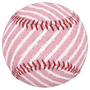 Blush Pink Glitter Stripes Softball