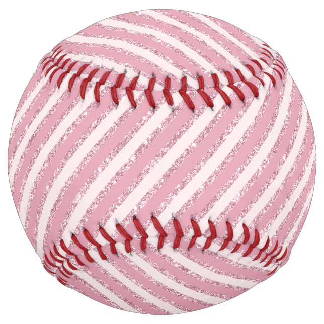 Blush Pink Glitter Stripes Softball (Front)