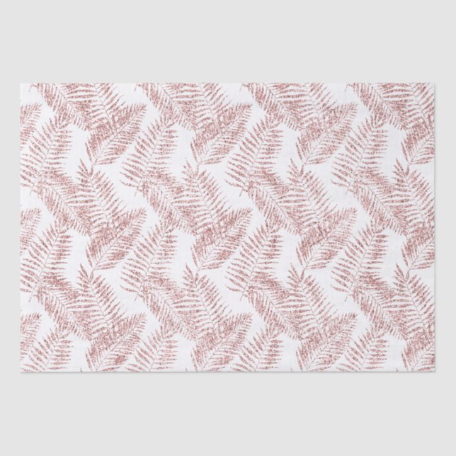 Blush Pink Glitter Tropical Leaves Tissue Paper (Front)