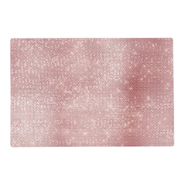 Blush Pink Glitzy Chic Glam Sparkle Placemat (Front)