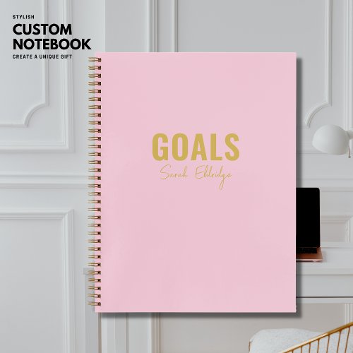 Blush Pink Goals Personalized Notebook To Do List