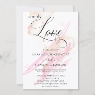 *~* Blush Pink Gold Abstract Modern Wedding Invitation