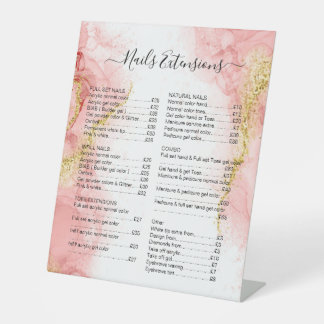 Blush Pink Gold Agate Beauty Makeup Salon Price 2 Pedestal Sign