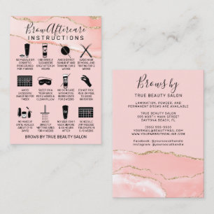 Blush Pink Gold Agate Brows Aftercare Icon Business Card