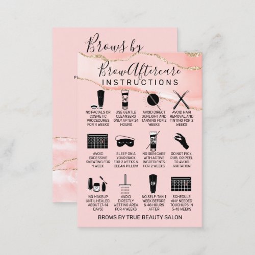 Blush Pink Gold Agate Brows Aftercare Icon Business Card
