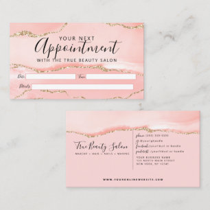 Blush Pink Gold Agate Marble Appointment Card