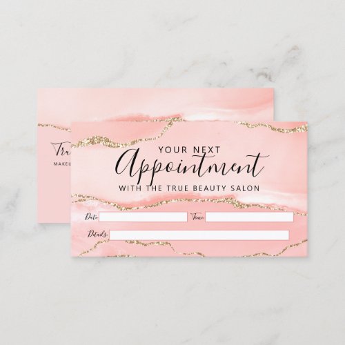 Blush Pink Gold Agate Marble Appointment Card