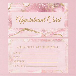 Blush Pink Gold Agate Marble Appointment Card