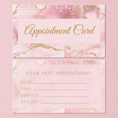 Blush Pink Gold Agate Marble Appointment Card