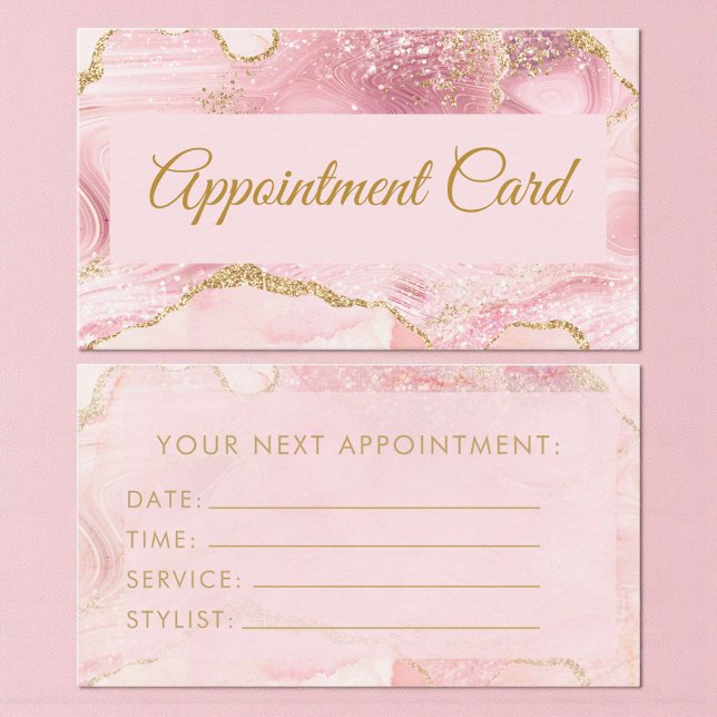 Blush Pink Gold Agate Marble Appointment Card (Creator Uploaded)