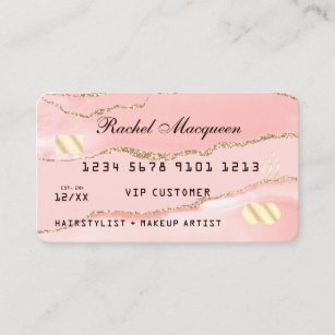 Blush Pink Gold Agate Marble Credit Business Card