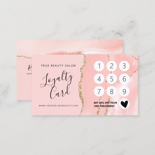 Blush Pink Gold Agate Marble Loyalty Card