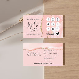 Blush Pink Gold Agate Marble Loyalty Card