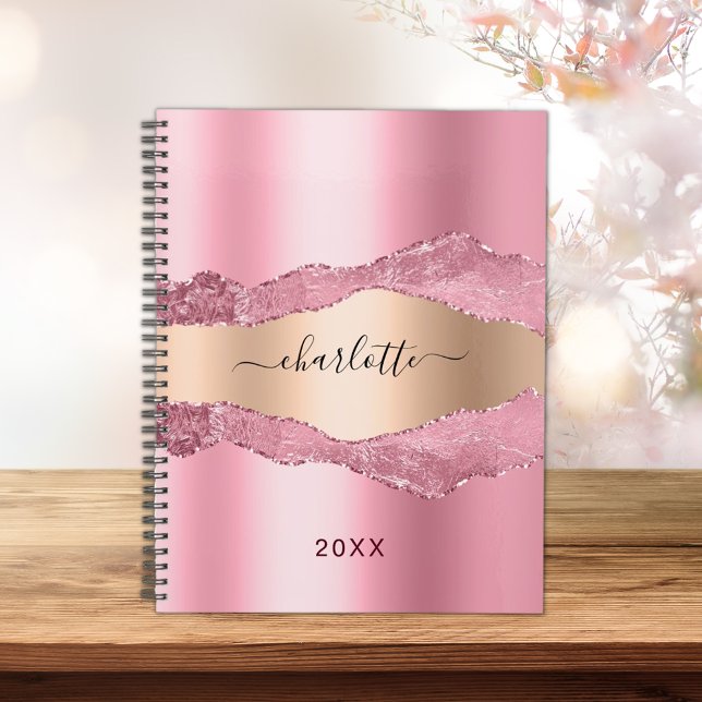 Blush pink gold agate marble name 2025 planner (Creator Uploaded)