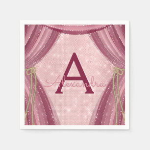 Blush Pink, Gold and Burgundy Girl's Birthday Napkins